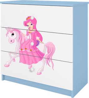 Vaikiška komoda Kocot Kids Babydreams Princess On Horse, mėlyna sp./balta sp., 80 cm x 41 cm x 8.5 cm