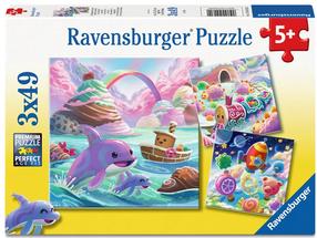 Puzle 3in1 Ravensburger Candy World, 27 cm x 19 cm, 147 gab.
