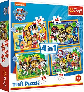 Dėlionė 4in1 Trefl PAW PATROL 4in1 34395, 28.5 cm x 20.5 cm, 207 vnt.