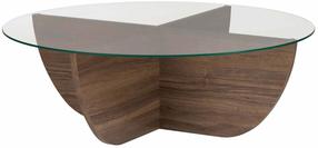 Kavos staliukas Nordure Liya, riešuto sp./skaidri sp., 90 cm x 90 cm x 30 cm