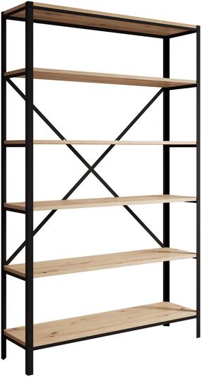 Knygų lentyna ADRK Ralph, ąžuolo sp./juoda sp., 180.2 cm x 30 cm x 110 cm