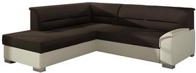 Kampinė sofa Bergen Sawana 26, Soft 33, ruda sp./smėlio sp., kairinė, 214 x 247 cm x 83 cm
