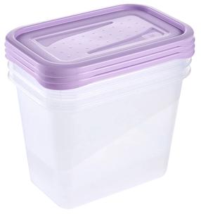 Maisto dėžučių rinkinys Keeeper Fredo Fresh, 1 l, 10.5 cm x 11 cm, skaidri sp./violetinė sp., 3 vnt.