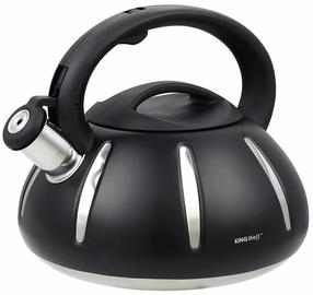 Arbatinukas su švilpuku King Hoff KH 1835, 3 l, sidabro sp./juoda sp.