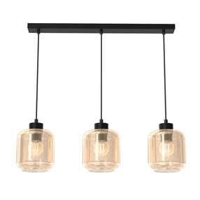 Lampa karināms Milagro Sombra MLP8371, E27, 3 x 60 W, dzintara krās. / melna krās., 14 x 16 cm
