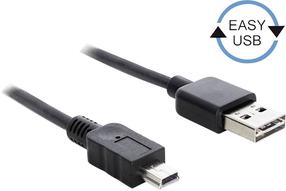 Kabelis Delock EASY-USB 83365 USB A, USB 2.0 Type Mini-B male, 5 m, melna krās.