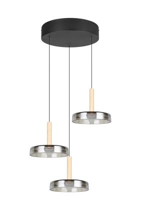 Šviestuvas lubų Trio Celeste, LED, 3000 °K, 3 x 7.5 W, pilka sp. / juoda sp.