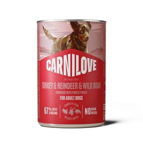 Šlapias šunų maistas Carnilove, kalakutiena/šernienos mėsa/elnias