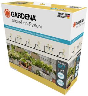 Laistīšanas sistēma Gardena Micro Drip System Balcony Set 13401-20, plastmasa, melna krās.