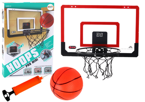 Баскетбольный набор с мячом Lean Toys Hoops Pro Mini, белый цв./черный цв./красный цв.