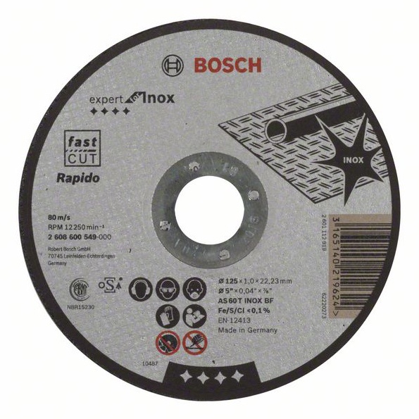 Lõikeketas Bosch 2608600549, 125 mm x 1 mm x 22.23 mm