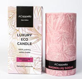Svece, aromātiskā ACappella Luxury Magnolia, 80 h, rozā krās.