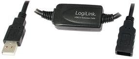 Провод Logilink Repeater Cable USB to USB USB 2.0 A male, USB 2.0 A female, 20 м, черный цв.