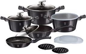 Puodų ir keptuvių rinkinys, su priedais Berlinger Haus Carbon Pro BH-6886