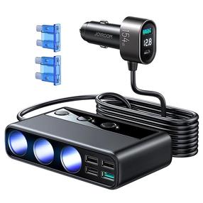 Auto telefona lādētājs Joyroom JR-CL06, 5 x USB/3x Lighter socket, melna krās., 154 W