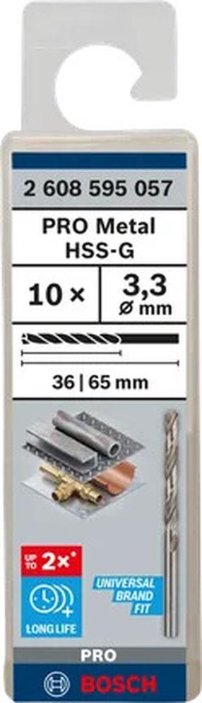 Metalo grąžtų rinkinys Bosch, metalas, hss-g, tiesus, 3.3 mm x 6.5 cm