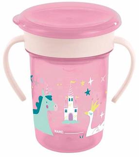 Vaikiškas puodelis Miniland Sippy Fantasy, 260 ml, 6+ mėn., plastikas, rožinė sp.