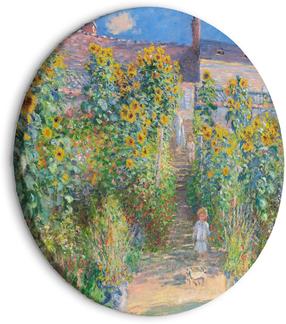 Apvali reprodukcija ant drobės Artgeist Claude Monet’s Garden at Vétheuil - Farmhouse With Sunflowers, 60 cm x 60 cm