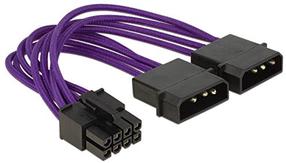 Кабель Delock Power Cable 8 pin EPS - 2 x 4 pin textile shielding 8 pin EPS, 2 x 4 pin, 0.15 м, фиолетовый цв.