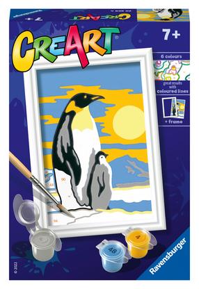Tapymas pagal skaičius Ravensburger Penguin Family, įvairių spalvų