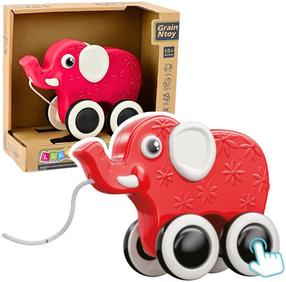 Игрушка на веревочке, слон Lean Toys, 14 см, красный цв.