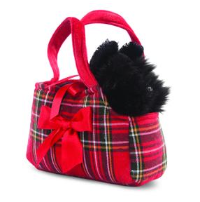 Pliušinis žaislas, su krepšiu šuo Aurora Fancy Pals Scottish Terrier, juoda sp./raudona sp., 20 cm, 2 vnt.