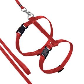 Kačių petnešos su pavadėliu Karlie Art Sportiv Plus 1031204, 110 cm, raudona sp.