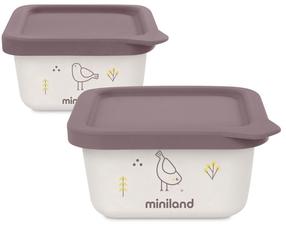 Pārtikas uzglabāšanas konteiners Miniland ECO Naturset Chick, 400 ml, 0 mēn., dabiski bioloģiski materiāli, balta krās./rozā krās.