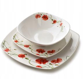 Обеденный сервиз AffekDesign Lea Poppy, фарфор, белый цв./красный цв., 18 шт.