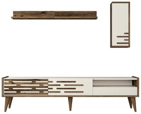 Sekcija Kalune Design Valensiya 845HCT5346, krēmkrāsa/valriekstu krās., 45 cm x 180 cm x 35 cm, 3 gab.