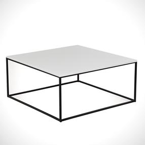 Kavos staliukas Kalune Design Poly, balta sp./juoda sp., 75 cm x 75 cm x 43 cm