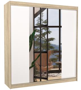 Шкаф ADRK Perqs 200, коричневый цв./белый цв., 58 см x 200 см x 215 см, с зеркалом