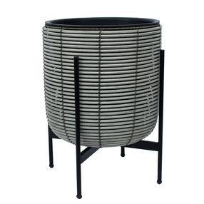 Gėlių vazonas Home4you Wicker 38102, plastikinis/metalas, Ø 38 cm, pilka sp.
