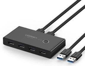 Kahjustatud pakendiga toode. USB jaotur Ugreen 2 In 4 Out USB 3.0 Sharing Switch Box, must v.