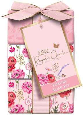 Seebikomplekt glütseriiniga Baylis & Harding Royale Garden, roos/vanill/moonid, 300 g, 3 tk