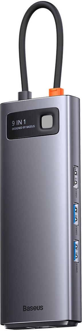 Jungčių stotelė Baseus USB-C - 2 x HDMI/2 x USB 3.2/USB2.0/SD/TF/RJ-45 female WKWG060013 USB-C male, 2 x HDMI/2 x USB 3.2/USB2.0/SD/TF/RJ-45 female, pilka sp.