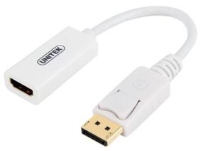 Adapteris Unitek DisplayPort to HDMI Displayport, HDMI female, 20 m, balta krās.