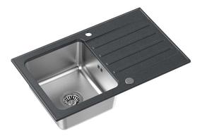 Кухонная мойка Quadron Kenneth 111, нержавеющая сталь/гранит, 78 см x 48 см x 19.5 см, черный цв./нержавеющей стали цв.