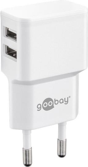 Telefona lādētājs Goobay, USB/AC/DC, 7.15 cm, balta krās.