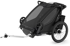 Dviračio priekaba vaikams Thule Chariot Sport 2 Double, plastikas/poliesteris/metalas, juoda sp.
