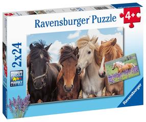 Пазл 2in1 Ravensburger Horses 2x24, 26 см x 18 см, 48 шт.