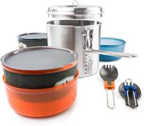 Puodų komplektas GSI Outdoors Glacier Stainless Dualist II, nerūdijantysis plienas/polipropilenas (pp), 15 cm, 1.8 l, nerūdijančiojo plieno sp., 9 vnt.