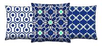 Dekoratyvinė pagalvėlė Mioli Decor Set, balta sp./mėlyna sp./turkio sp., 43 cm x 43 cm, 3 vnt.
