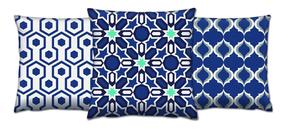 Dekoratīvs spilvens Mioli Decor Set, balts krās./zila krās./tirkīza krās., 43 cm x 43 cm, 3 gab.