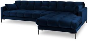 Stūra dīvāns Micadoni Home Mamaia Velvet, zilimelns krās., labais, 293 x 185 cm x 75 cm
