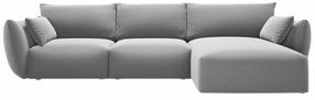Kampinė sofa Cosmopolitan Design Matera Velvet Salvador 17, pilka sp., dešininė, 171 x 280 cm x 85 cm