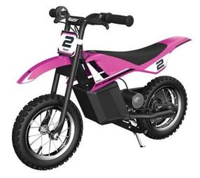 Bērnu elektriskais motocikls Razor Dirt Rocket MX125, melna krās./rozā krās.