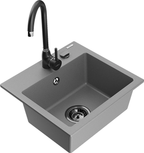 Virtuvinė plautuvė Mexen Milo 6505-71-670200-70-B, granitas, 43.5 cm x 41 cm x 17.1 cm, juoda sp./pilka sp.