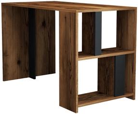 Rašomasis stalas su lentyna Kalune Design Lima 845HCT3839, 120 cm x 60 cm, 75.4 cm, antracito sp./riešuto sp.