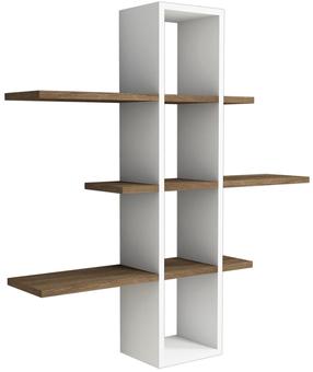 Sieninė lentyna Kalune Design Ardo 835PUQ1641, balta sp./riešuto sp., 101 cm x 19.6 cm x 96 cm
